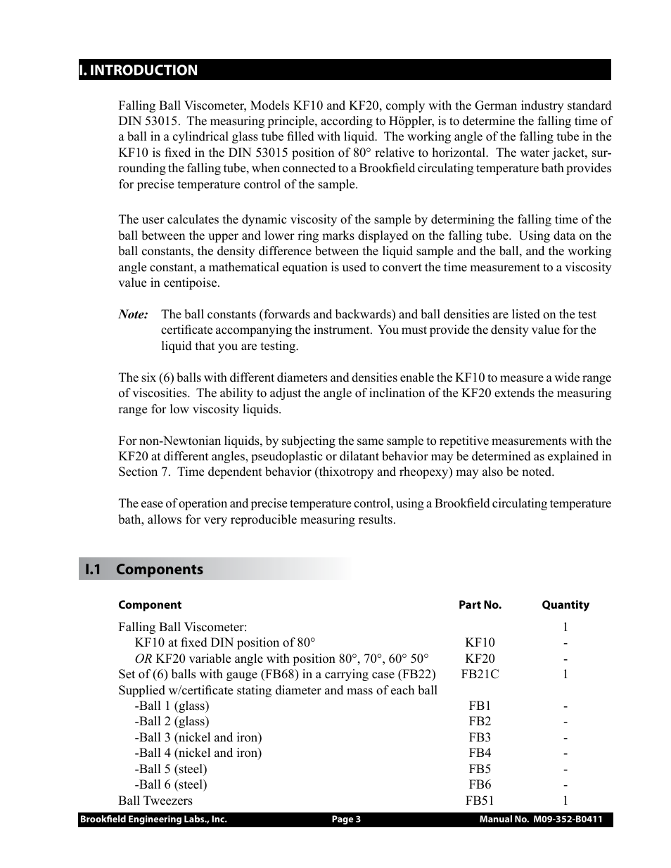 Brookfield Falling Ball KF20 User Manual | Page 3 / 18