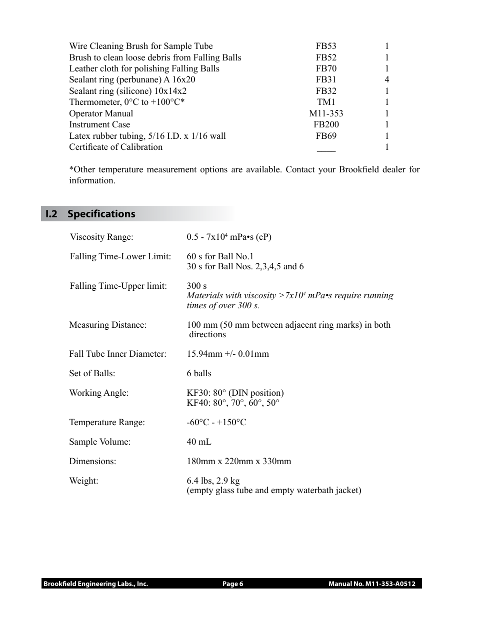 Brookfield Falling Ball KF40 User Manual | Page 6 / 19