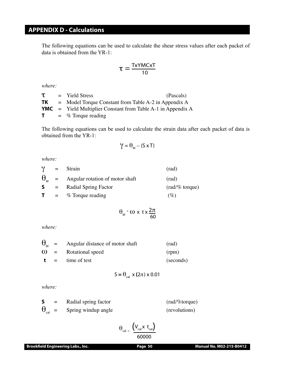 Brookfield YR-1 Rheometer User Manual | Page 50 / 64