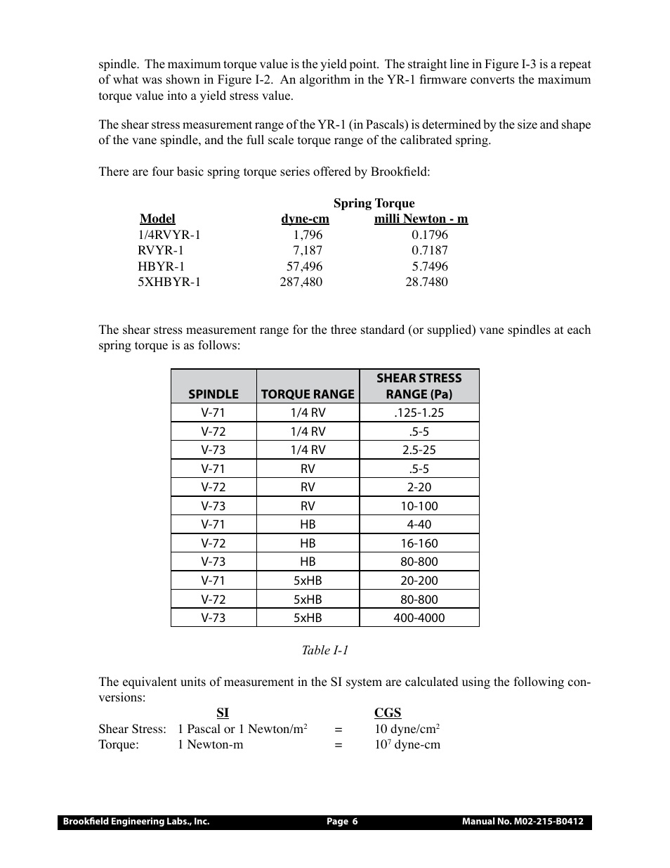 Brookfield YR-1 Rheometer User Manual | Page 6 / 64