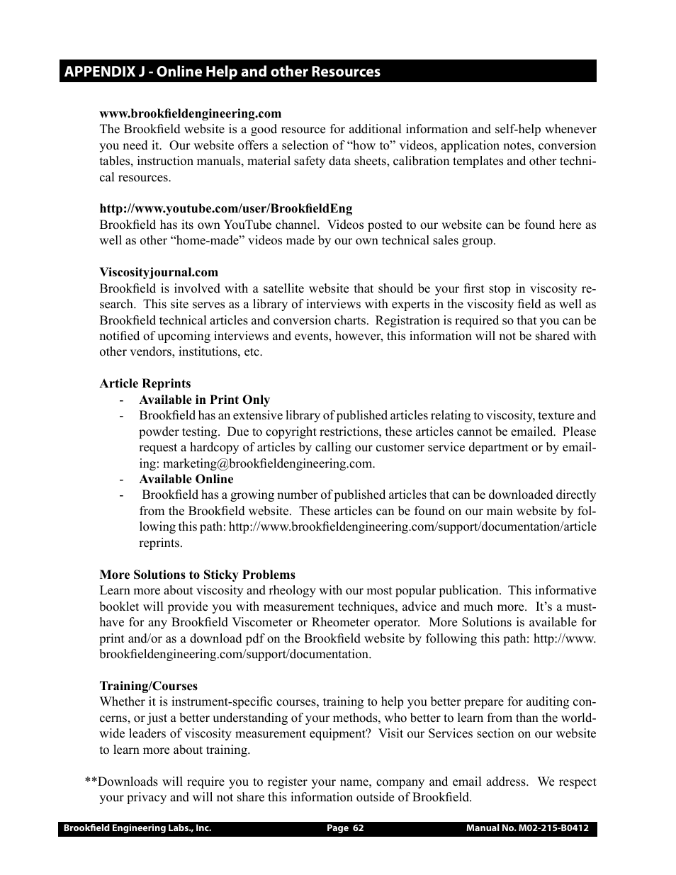 Brookfield YR-1 Rheometer User Manual | Page 62 / 64