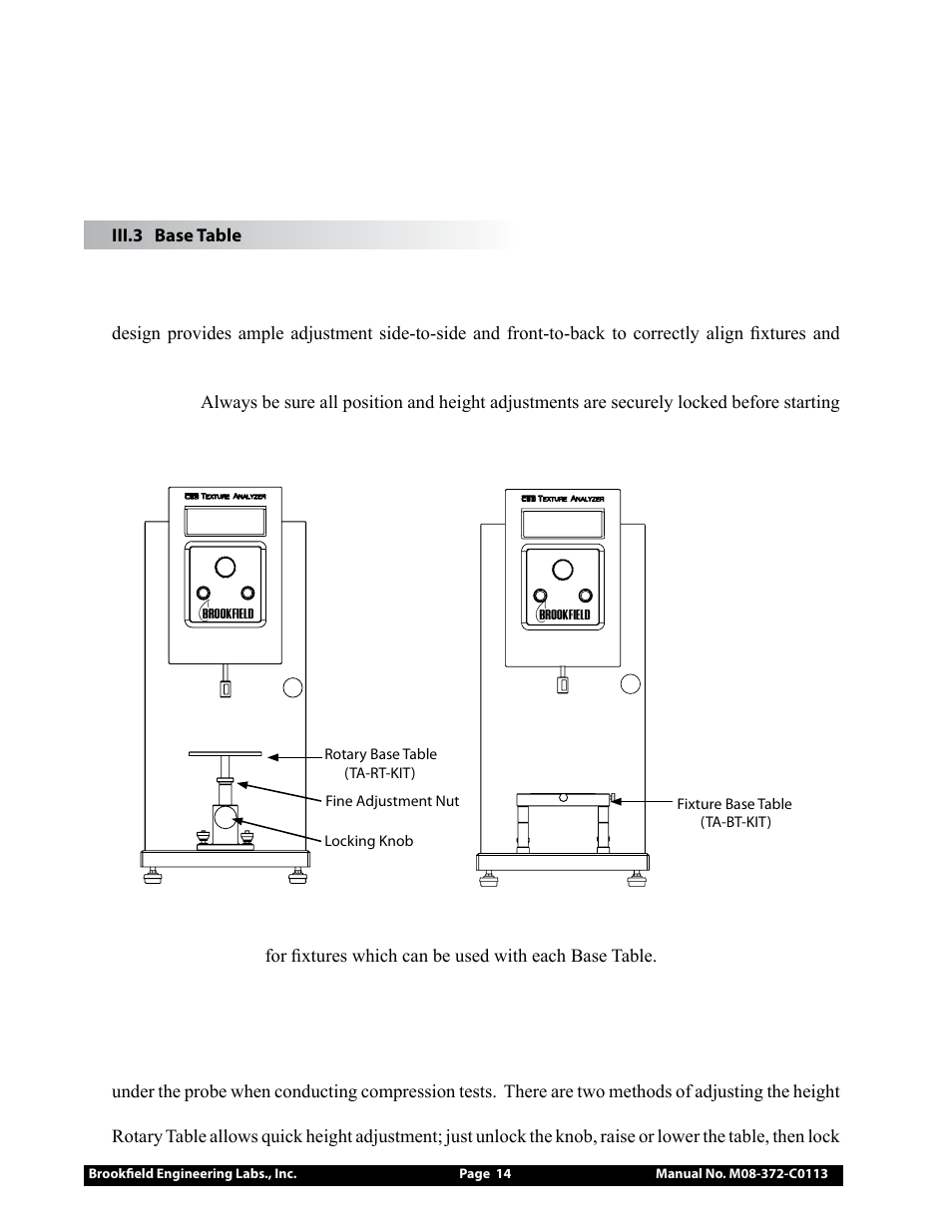 Brookfield CT3 Texture Analyzer User Manual | Page 14 / 56