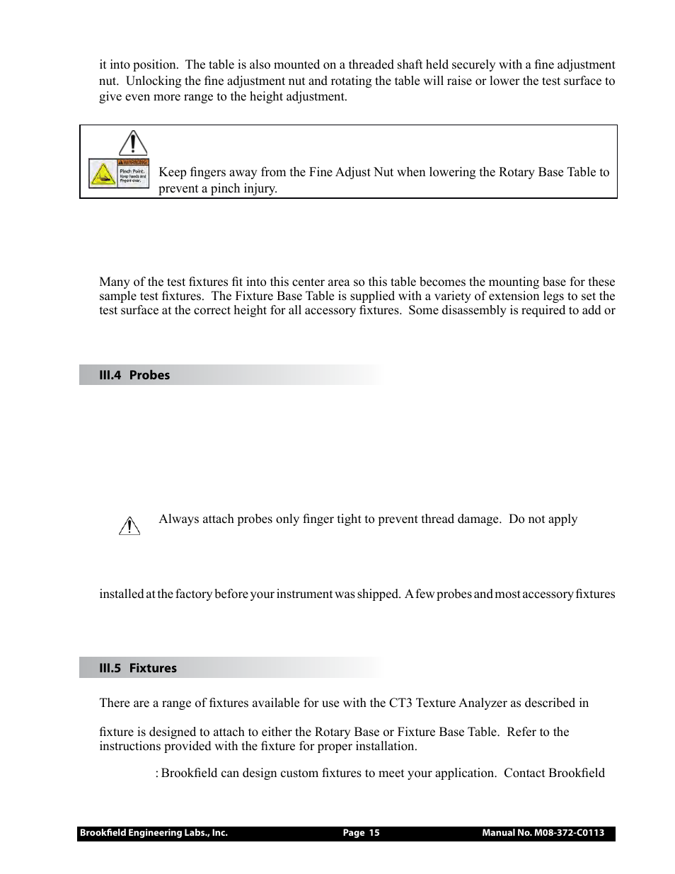 Brookfield CT3 Texture Analyzer User Manual | Page 15 / 56