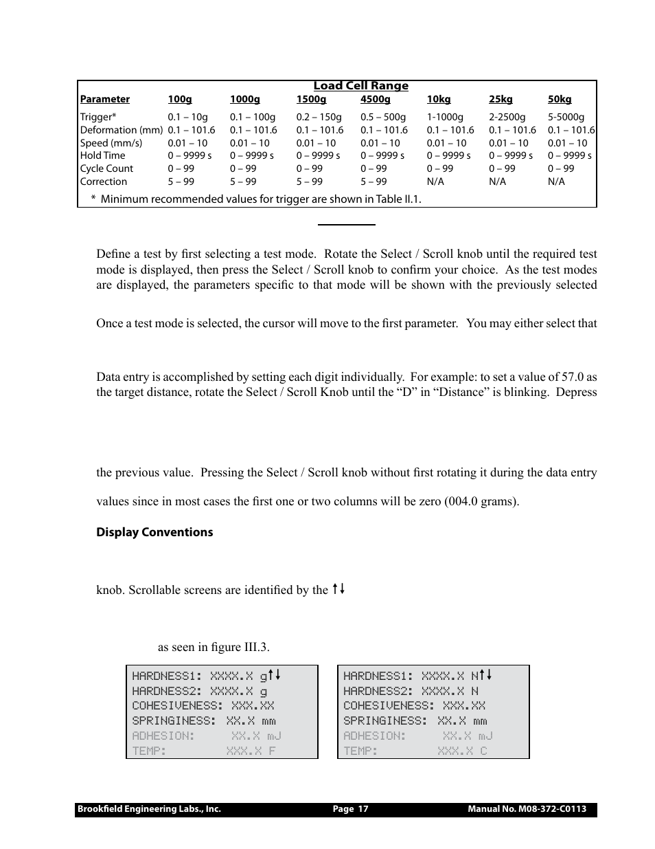 Brookfield CT3 Texture Analyzer User Manual | Page 17 / 56