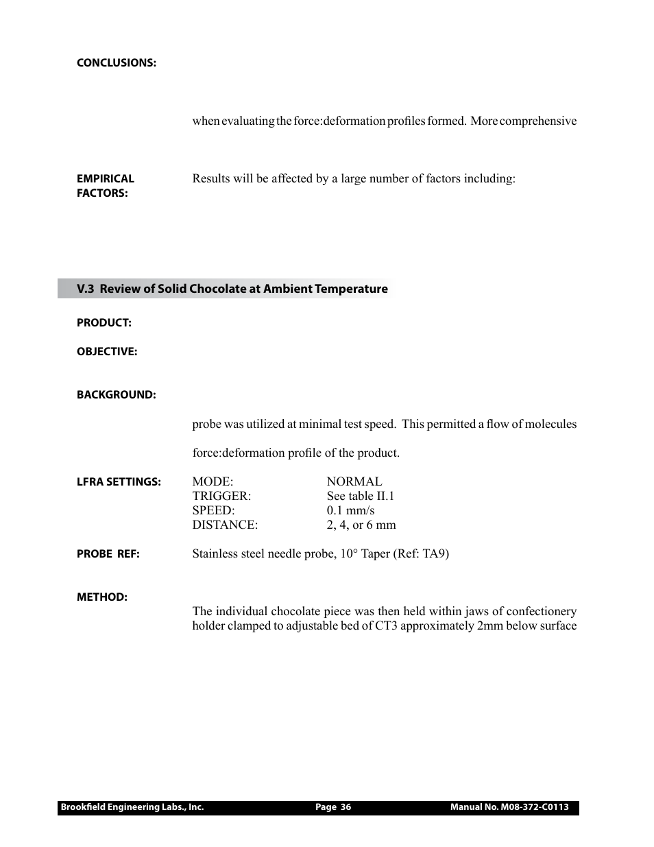 Brookfield CT3 Texture Analyzer User Manual | Page 36 / 56