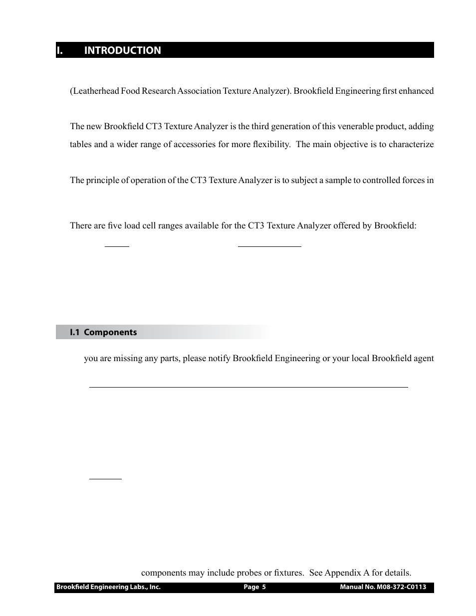 Brookfield CT3 Texture Analyzer User Manual | Page 5 / 56