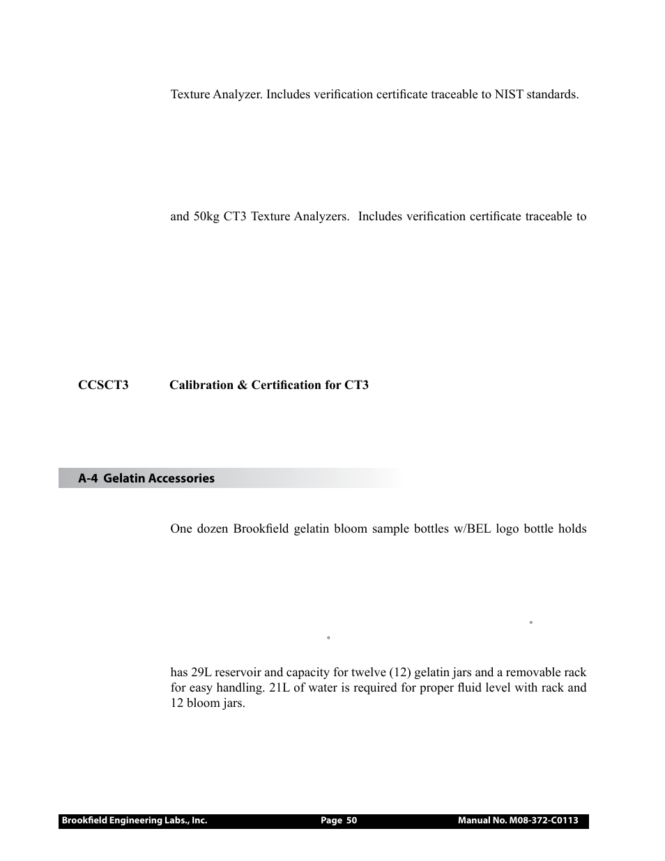 Brookfield CT3 Texture Analyzer User Manual | Page 50 / 56