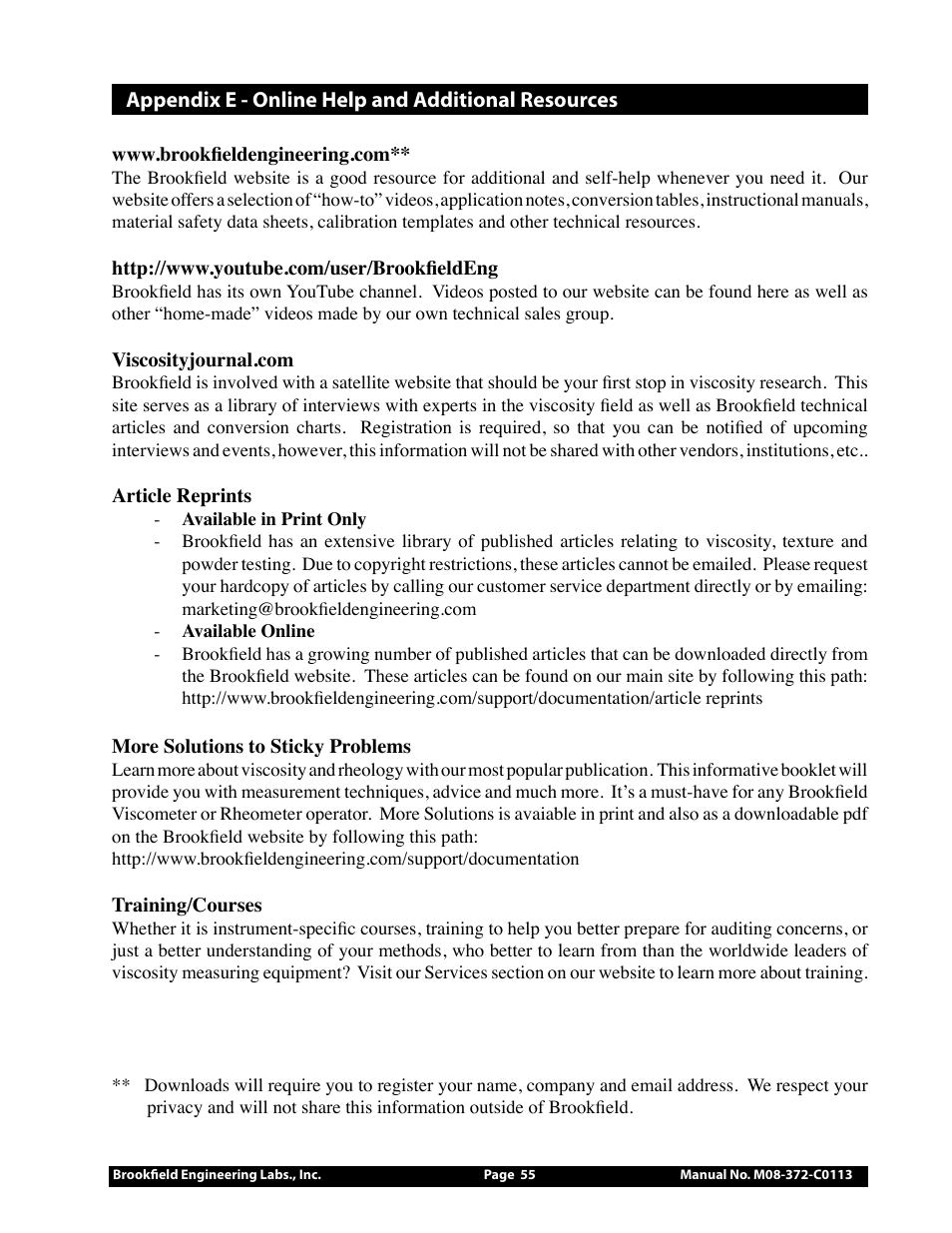 Brookfield CT3 Texture Analyzer User Manual | Page 55 / 56