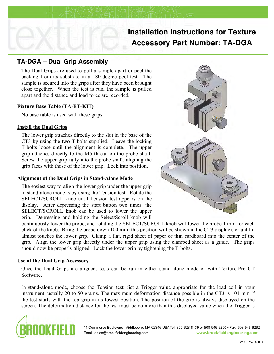 Brookfield TA-DGA User Manual | 2 pages