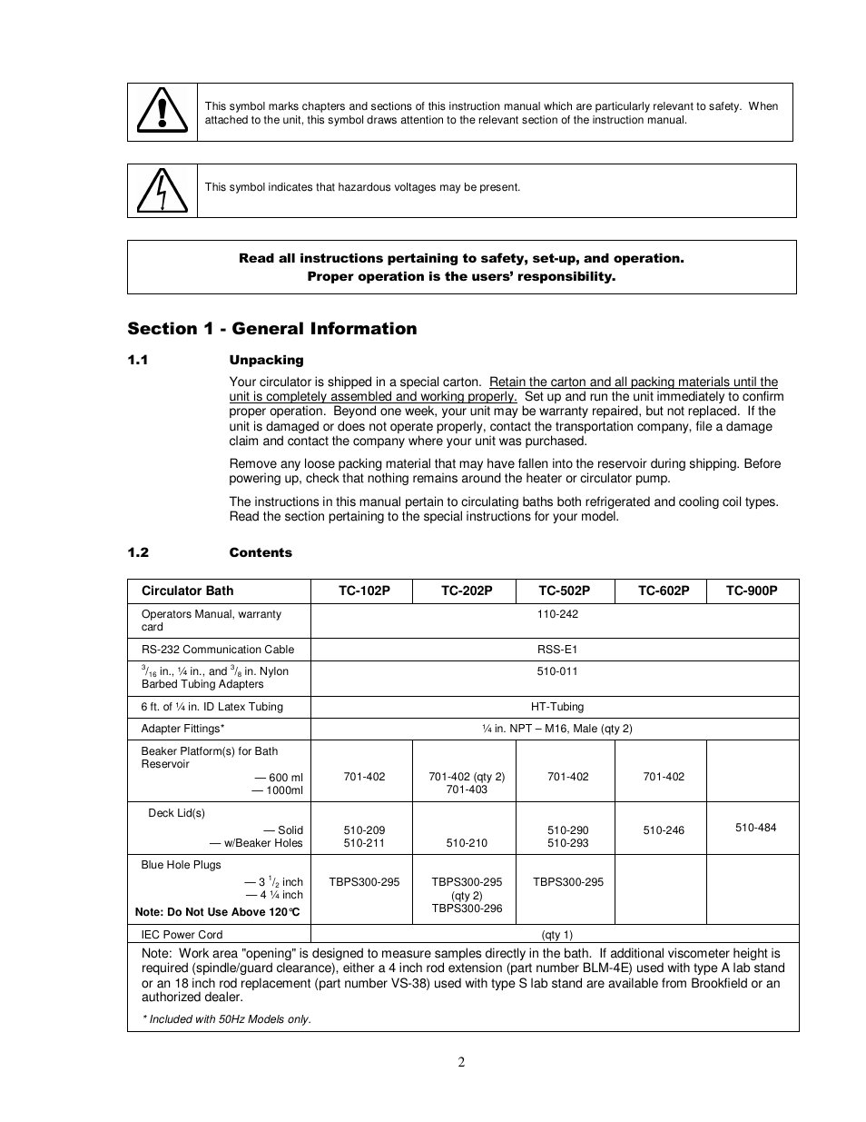 Brookfield Bath, Model TC-602 User Manual | Page 3 / 38