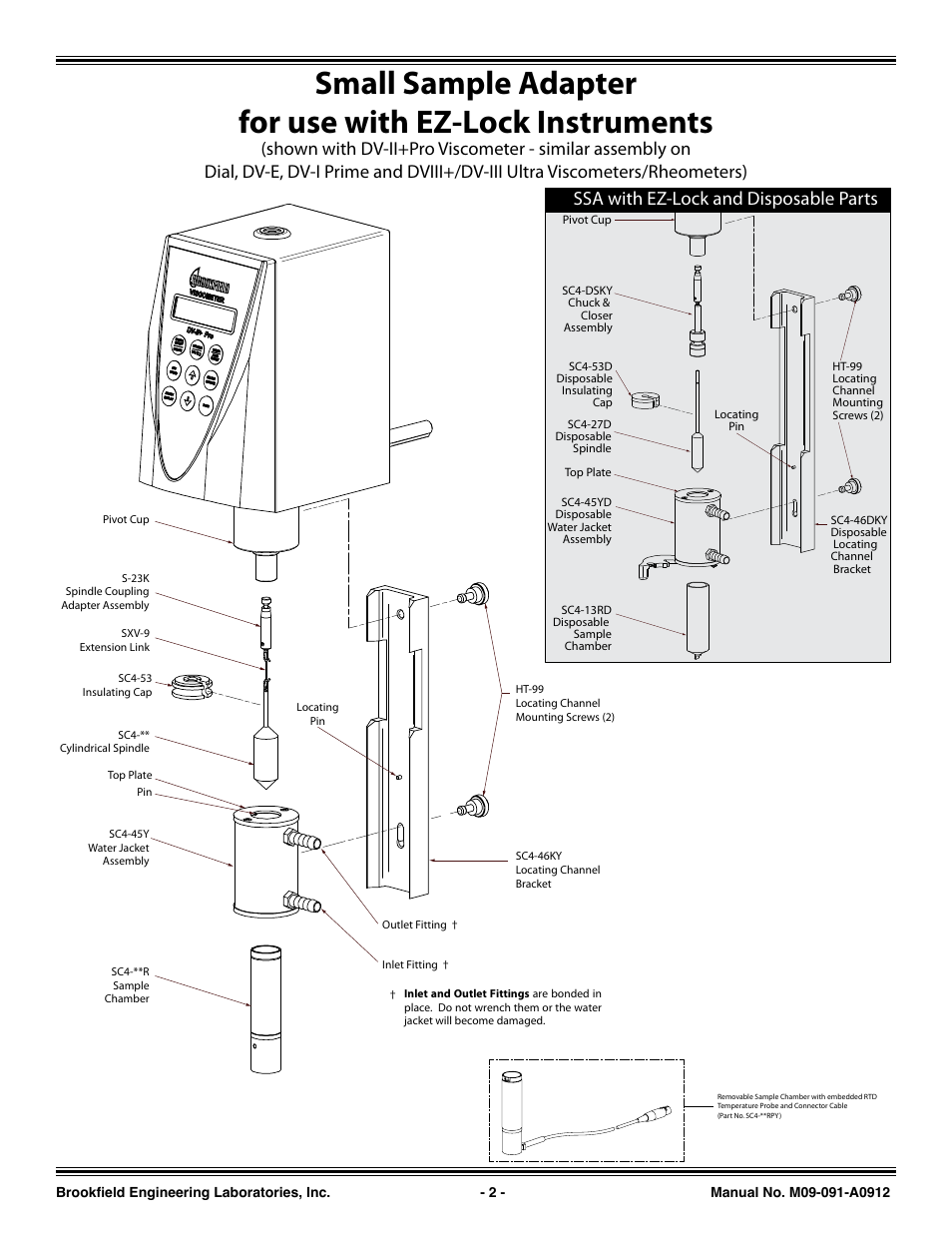 Ssa with ez-lock and disposable parts | Brookfield Small Sample Adapter with EZ-Lock User Manual | Page 2 / 4