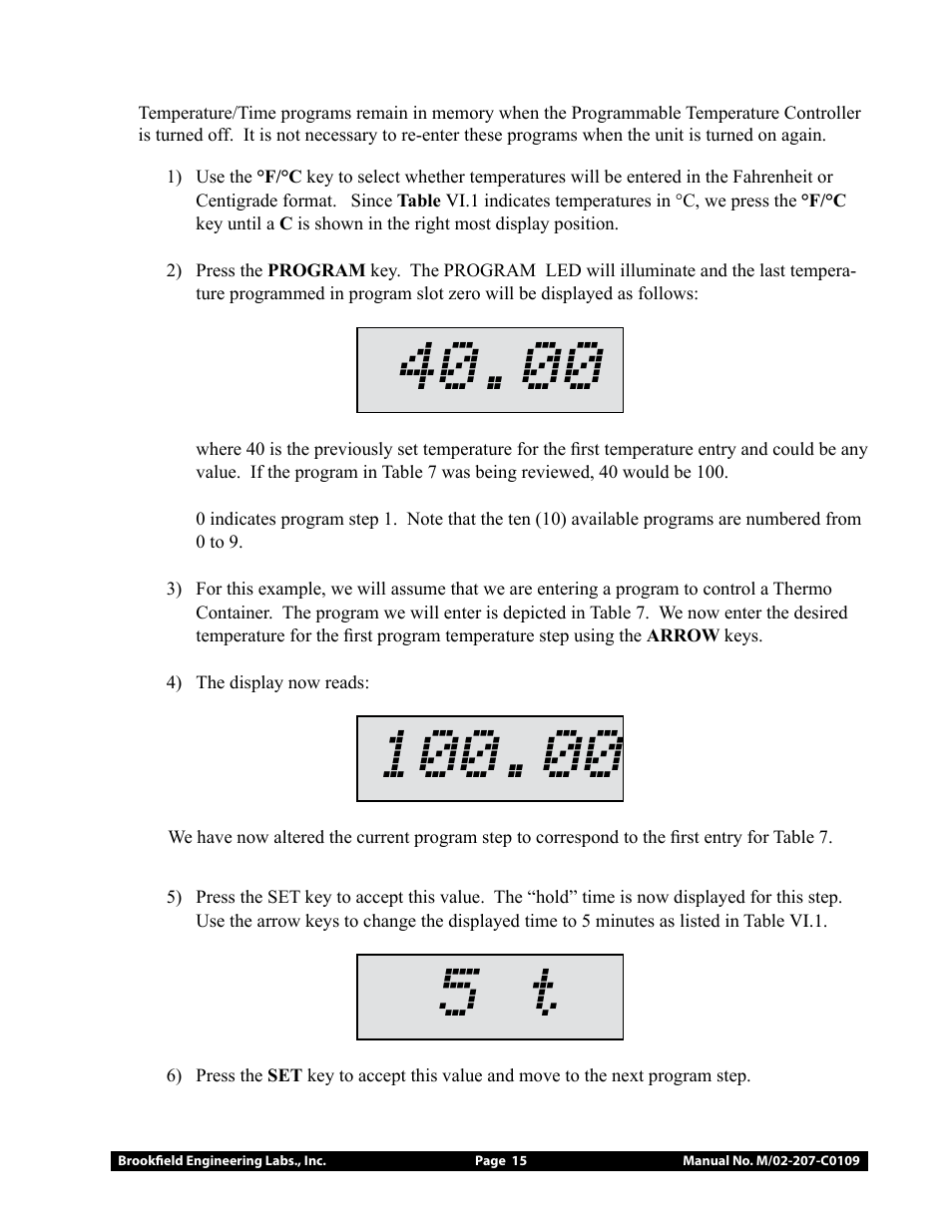 Brookfield Temperature Controller, Model 106 User Manual | Page 15 / 27