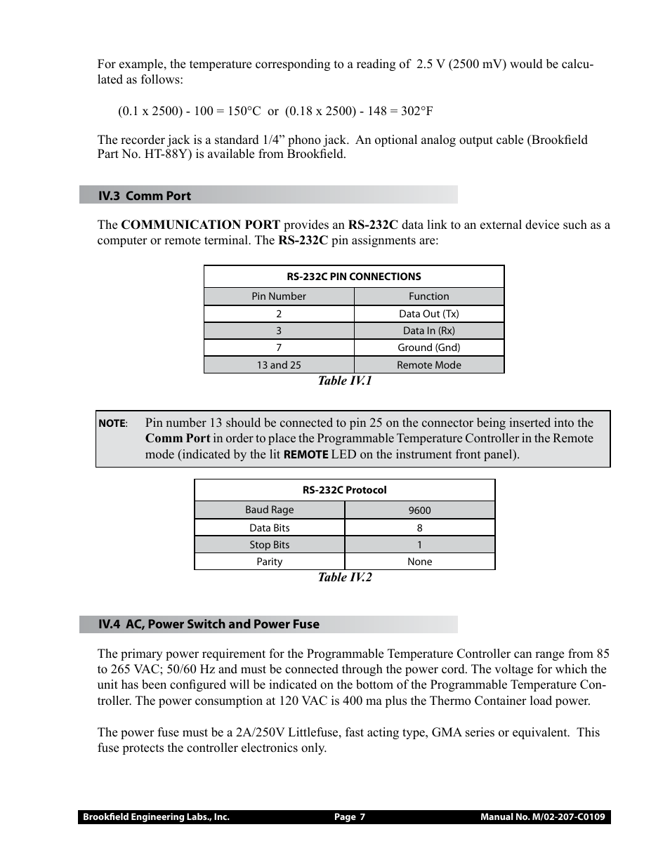 Brookfield Temperature Controller, Model 106 User Manual | Page 7 / 27