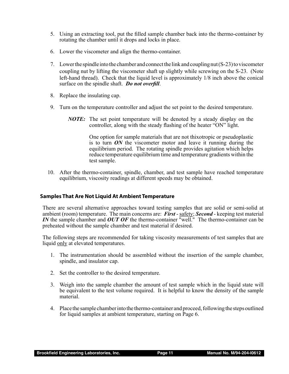 Brookfield Thermosel User Manual | Page 11 / 25