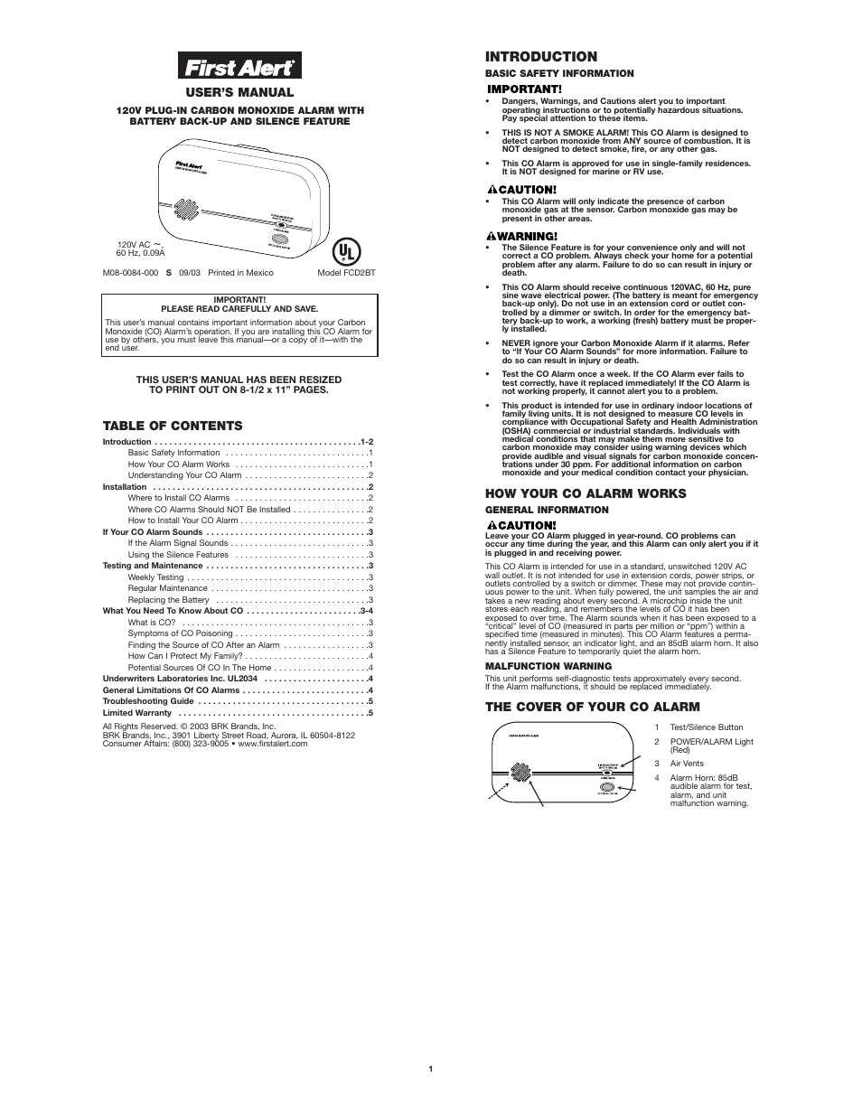 BRK electronic FCD2BT User Manual | 5 pages