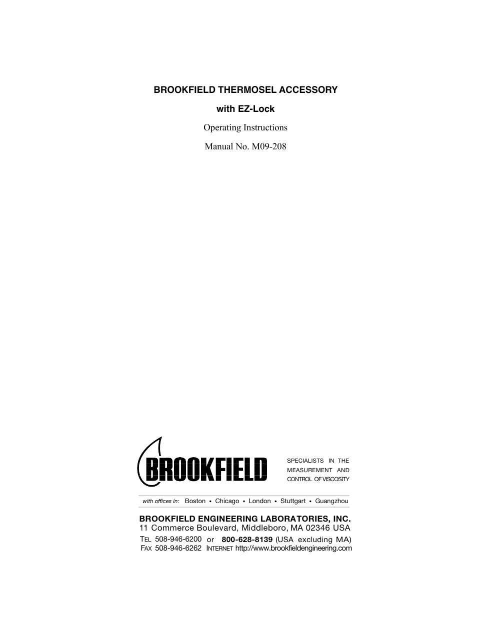 Brookfield Thermosel with EZ-Lock User Manual | 22 pages