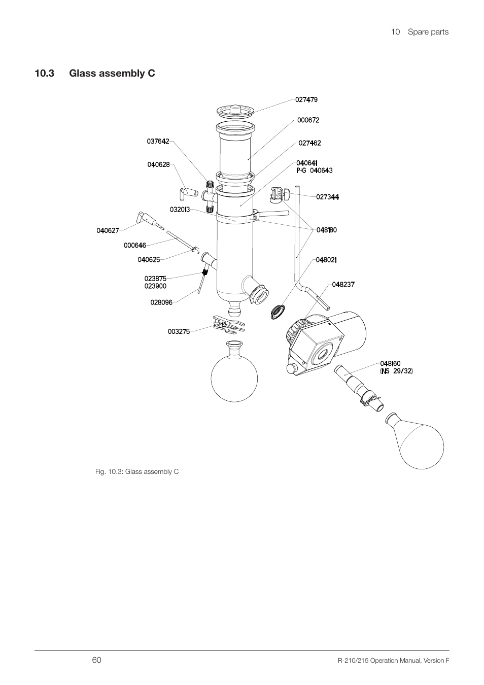 3 glass assembly c, 10 .3 glass assembly c | BUCHI Rotavapo R-215 User Manual | Page 60 / 78