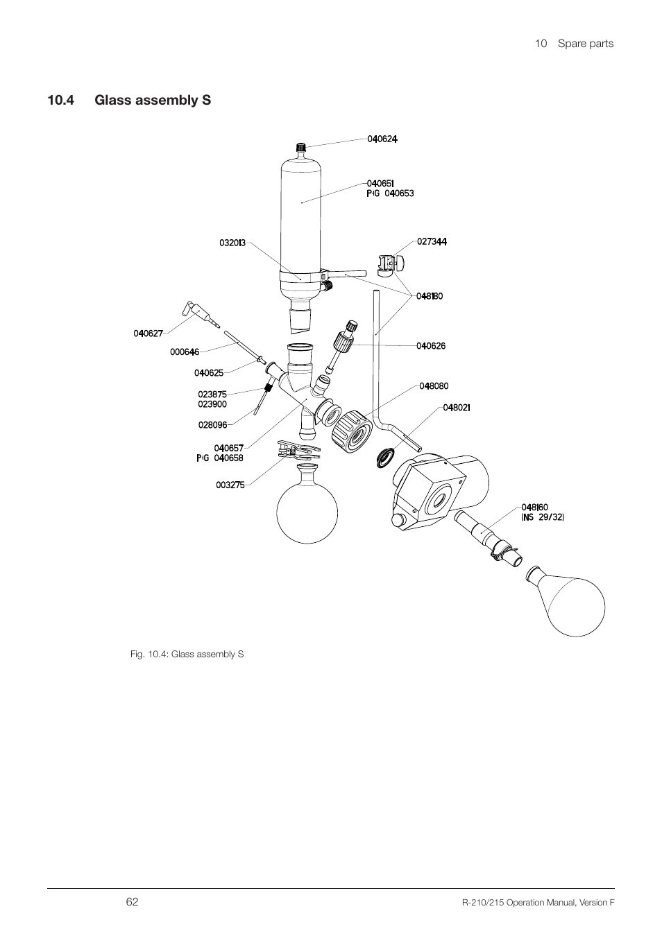 4 glass assembly s, 10 .4 glass assembly s | BUCHI Rotavapo R-215 User Manual | Page 62 / 78