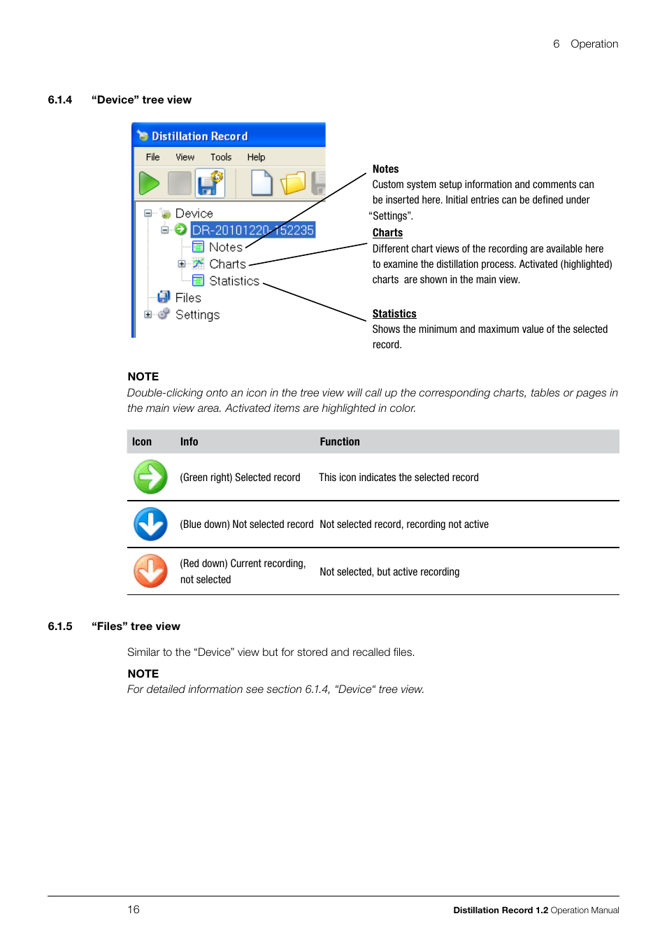 4 “device” tree view, 5 “files” tree view, 4 “device” tree view 6.1.5 “files” tree view | BUCHI Vacuum Controller V-855 User Manual | Page 16 / 22