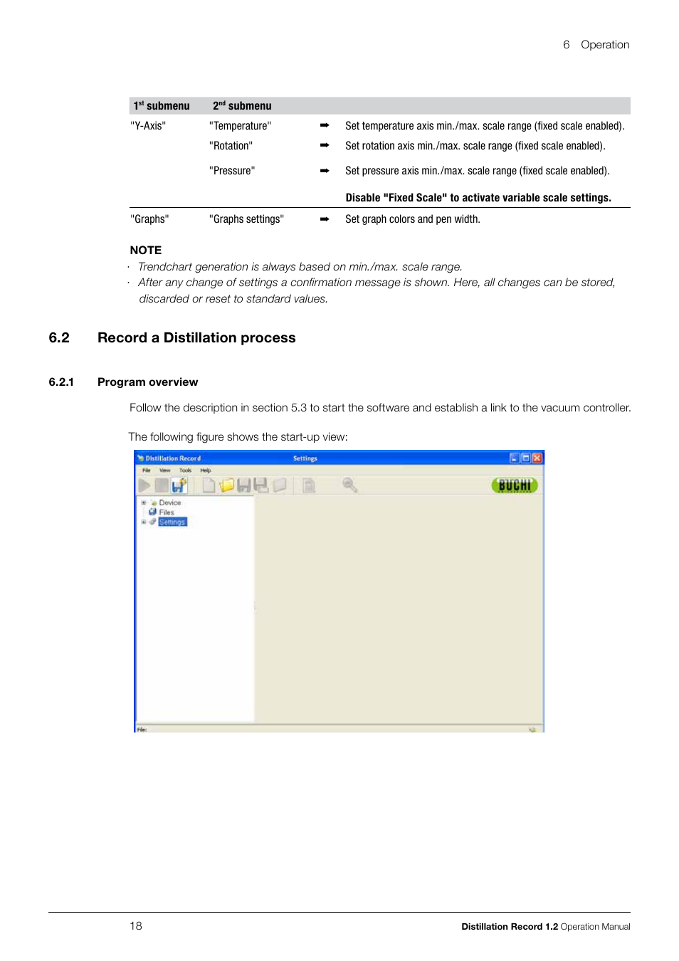 2 record a distillation process, 1 program overview, Record a distillation process | 6 .2 record a distillation process | BUCHI Vacuum Controller V-855 User Manual | Page 18 / 22