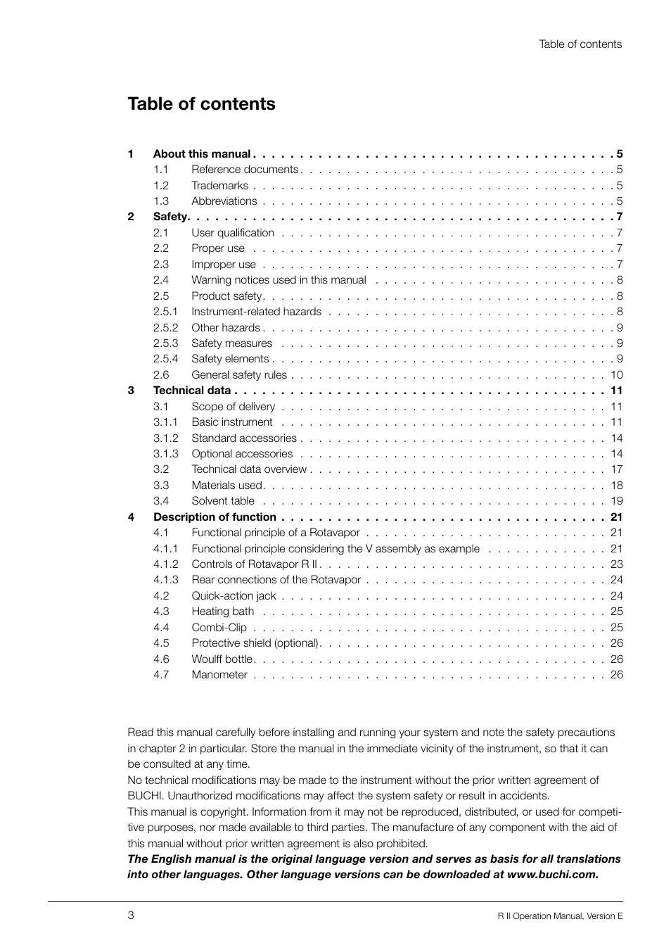 BUCHI Rotavapo R II User Manual | Page 3 / 58