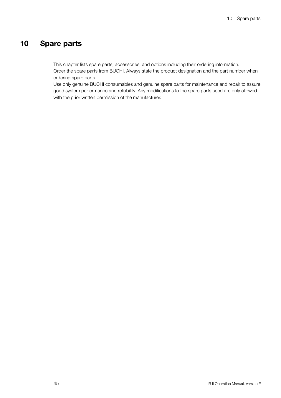 10 spare parts | BUCHI Rotavapo R II User Manual | Page 45 / 58
