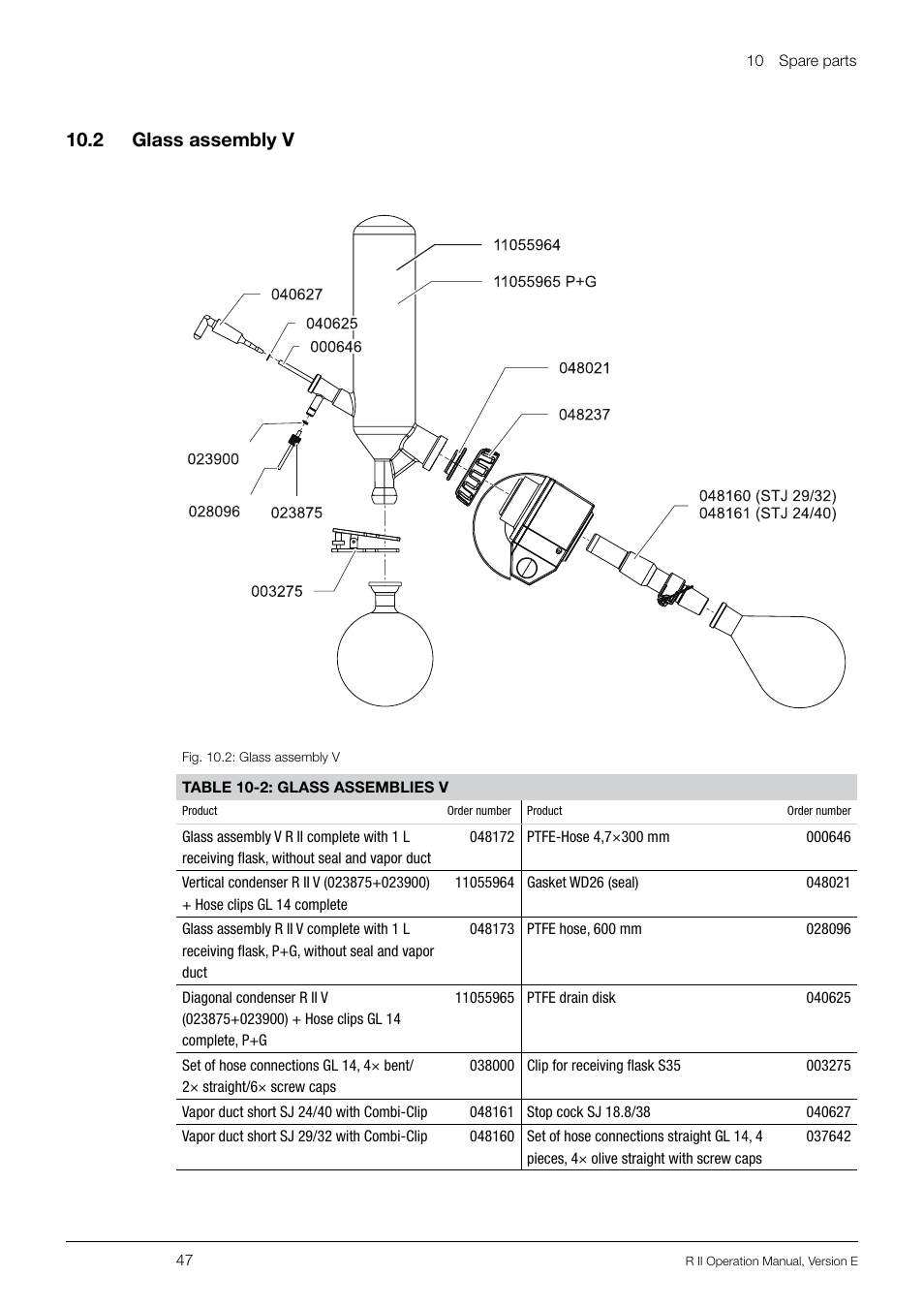 2 glass assembly v, 10 .2 glass assembly v | BUCHI Rotavapo R II User Manual | Page 47 / 58