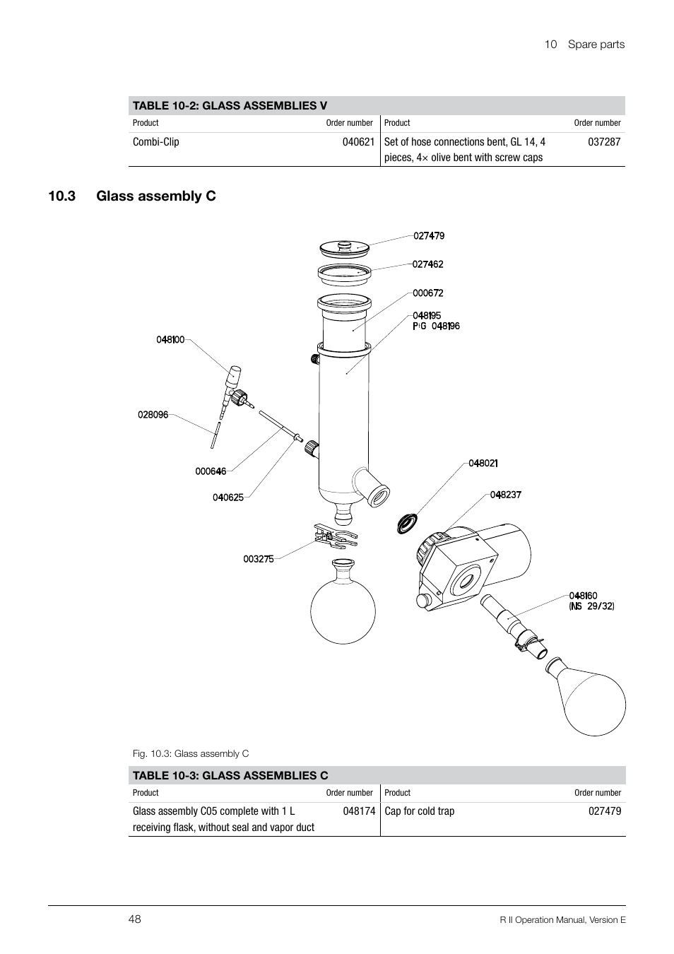 3 glass assembly c, 10 .3 glass assembly c | BUCHI Rotavapo R II User Manual | Page 48 / 58