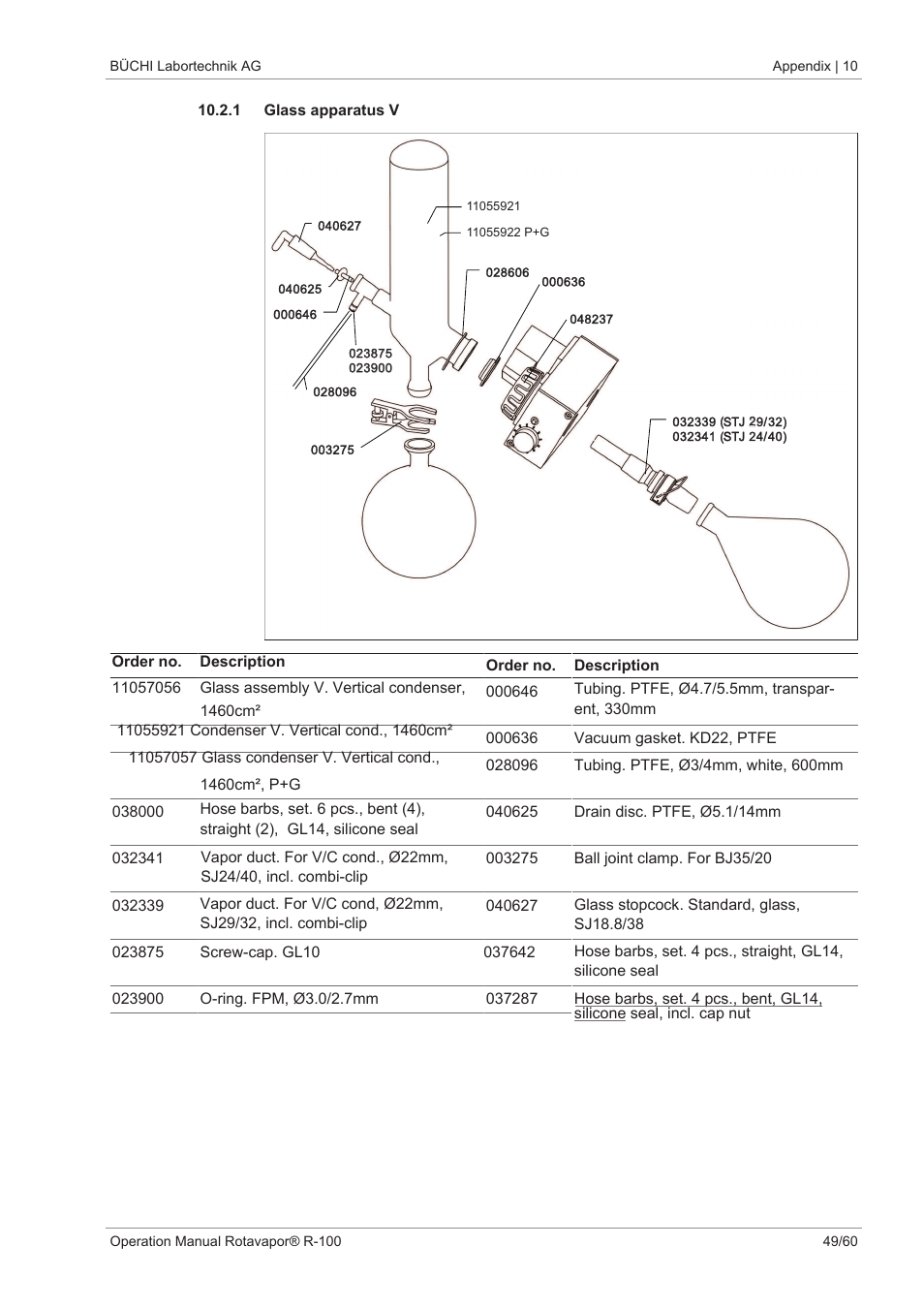 1 glass apparatus v | BUCHI Rotavapo R-100 User Manual | Page 49 / 60