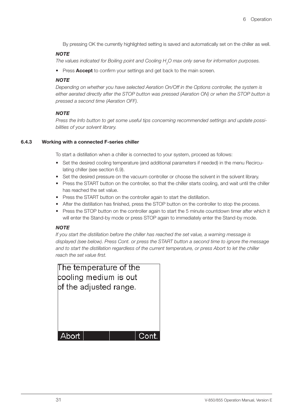 3 working with a connected f-series chiller | BUCHI Vacuum Controller V-855 User Manual | Page 31 / 54