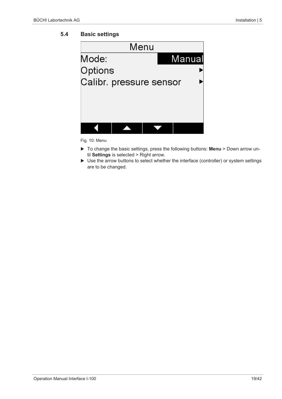 4 basic settings | BUCHI Interface I-100 User Manual | Page 19 / 42