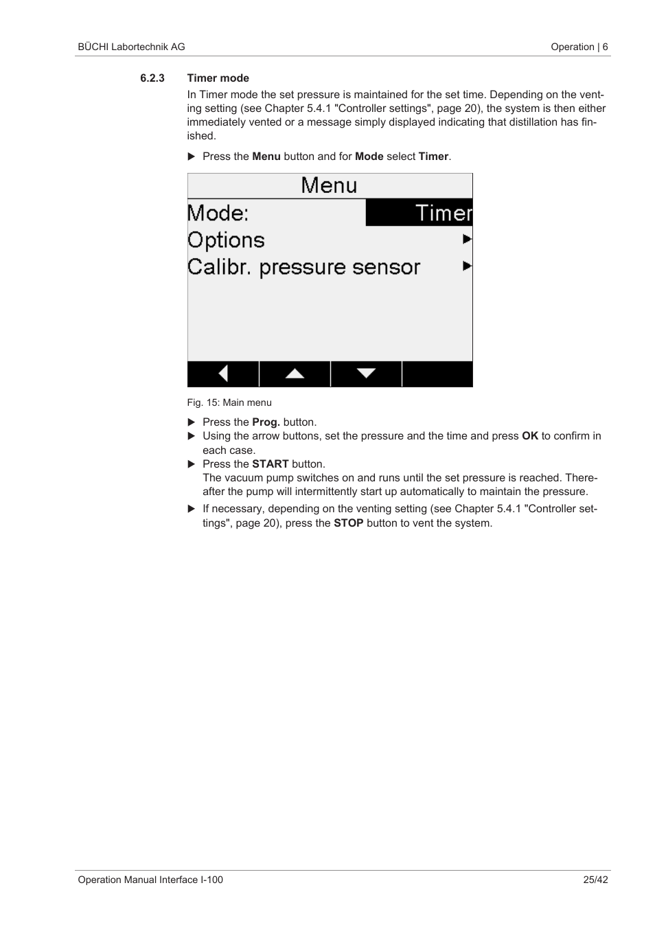 3 timer mode | BUCHI Interface I-100 User Manual | Page 25 / 42