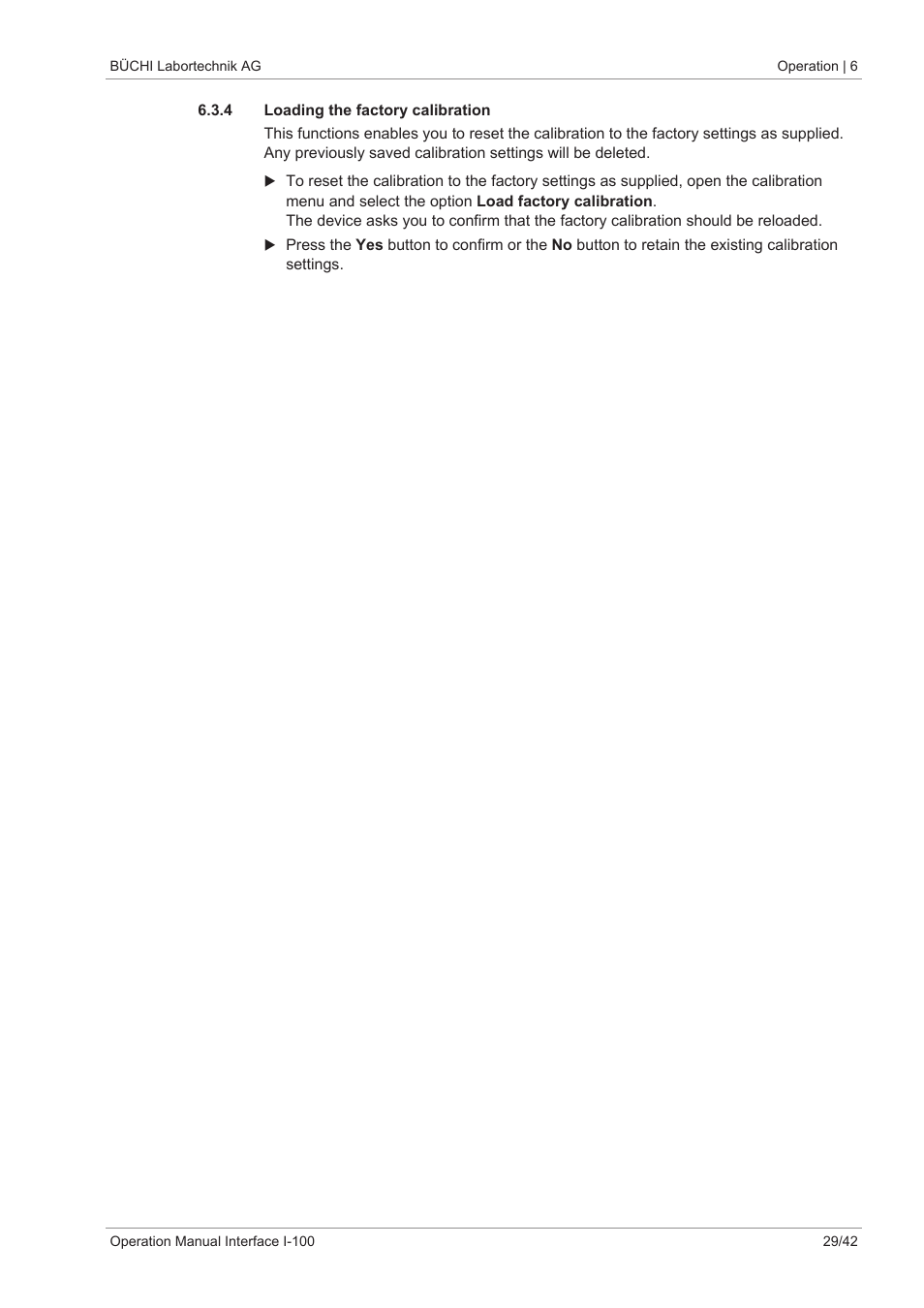 4 loading the factory calibration | BUCHI Interface I-100 User Manual | Page 29 / 42