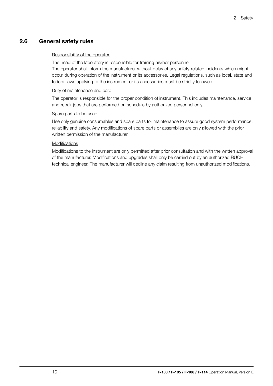 2 .6 general safety rules | BUCHI Recirculating Chiller F-114 User Manual | Page 10 / 36