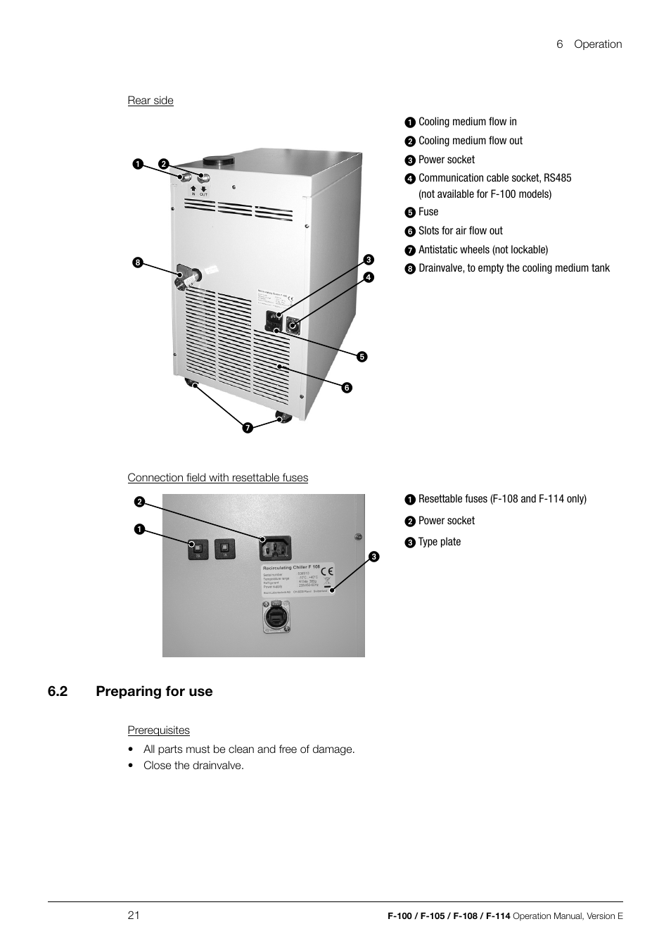 6 .2 preparing for use | BUCHI Recirculating Chiller F-114 User Manual | Page 21 / 36