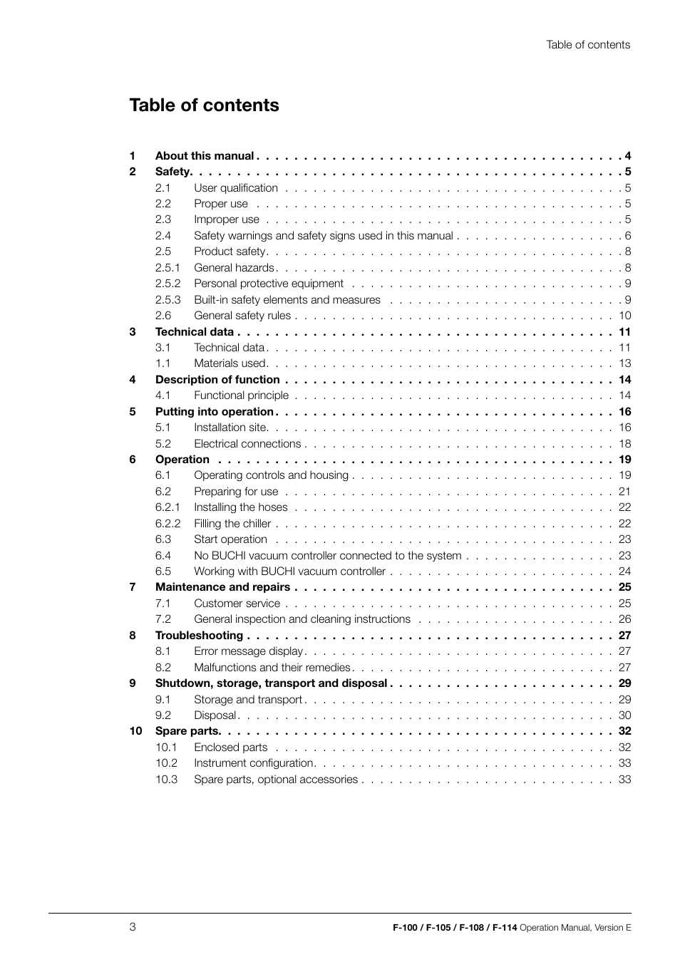 BUCHI Recirculating Chiller F-114 User Manual | Page 3 / 36