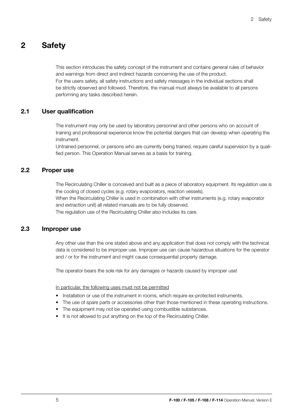 2safety | BUCHI Recirculating Chiller F-114 User Manual | Page 5 / 36