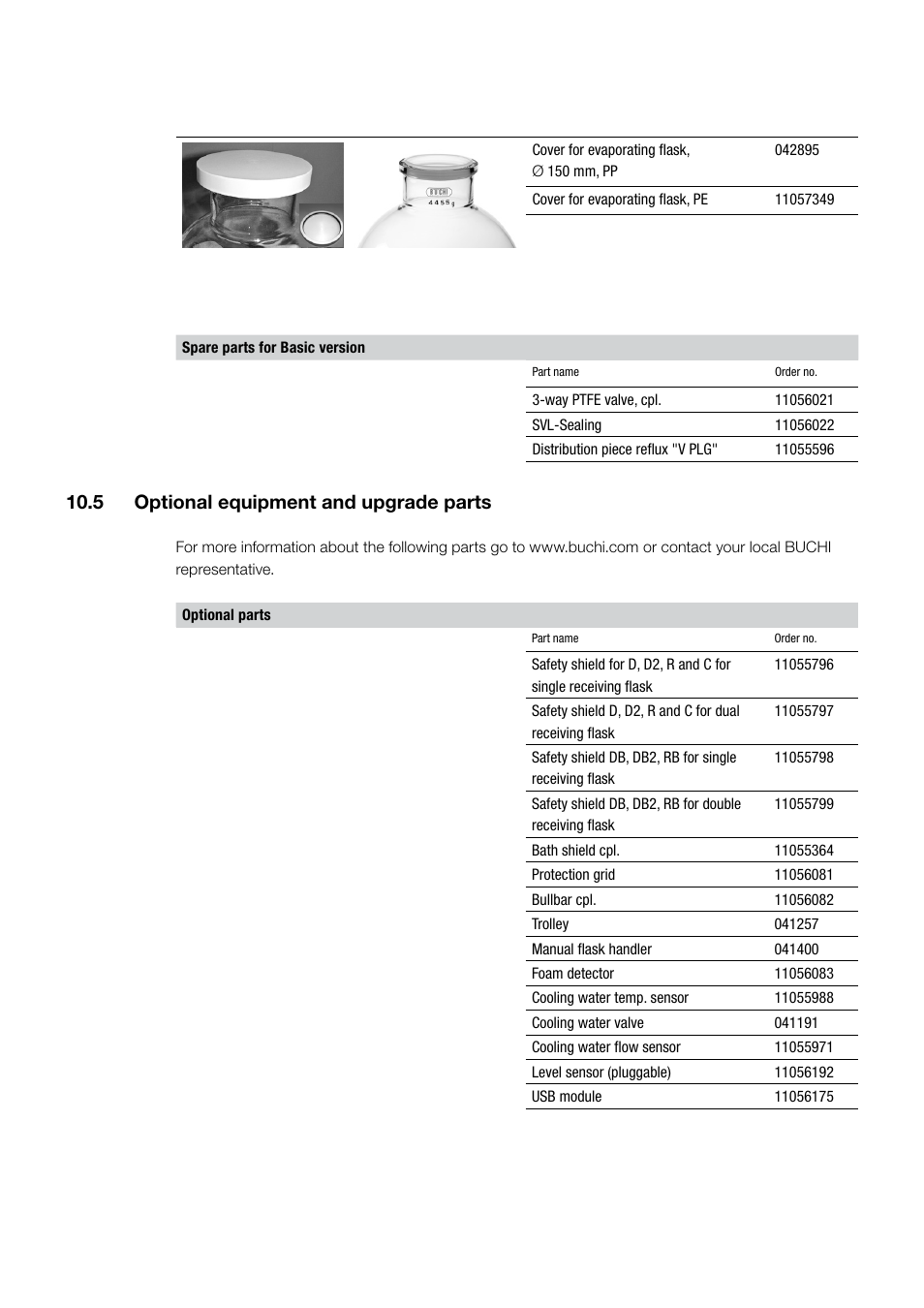 10 .5 optional equipment and upgrade parts | BUCHI Rotavapo R-220 SE User Manual | Page 105 / 109