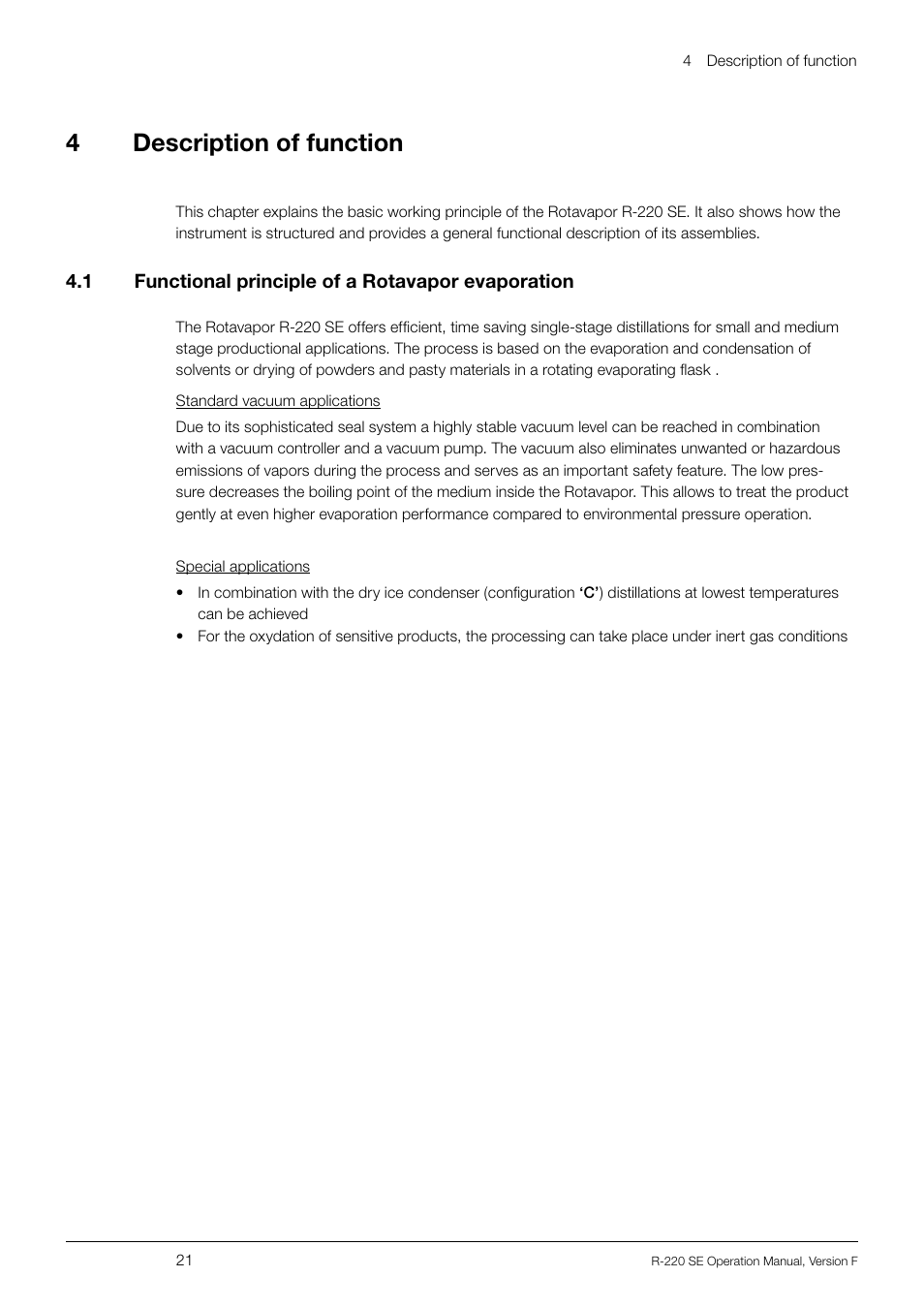 4description of function | BUCHI Rotavapo R-220 SE User Manual | Page 21 / 109