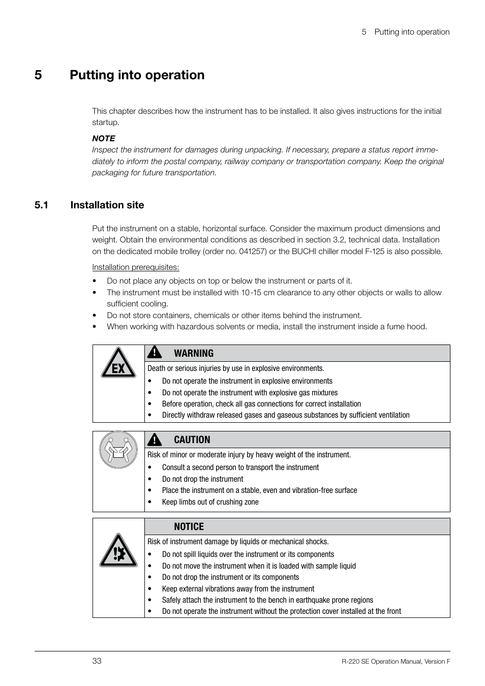 5putting into operation | BUCHI Rotavapo R-220 SE User Manual | Page 33 / 109