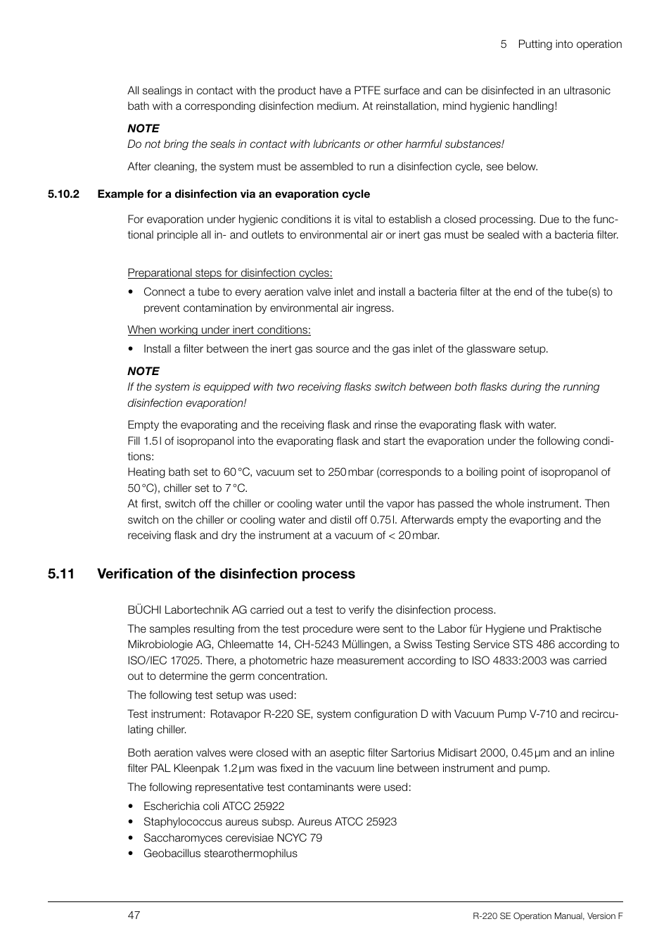 5 .11 verification of the disinfection process | BUCHI Rotavapo R-220 SE User Manual | Page 47 / 109