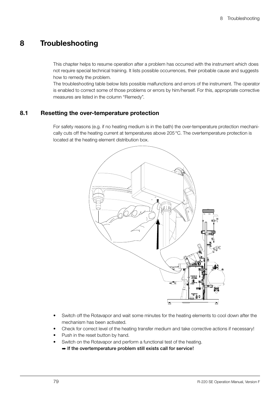 8 troubleshooting | BUCHI Rotavapo R-220 SE User Manual | Page 79 / 109