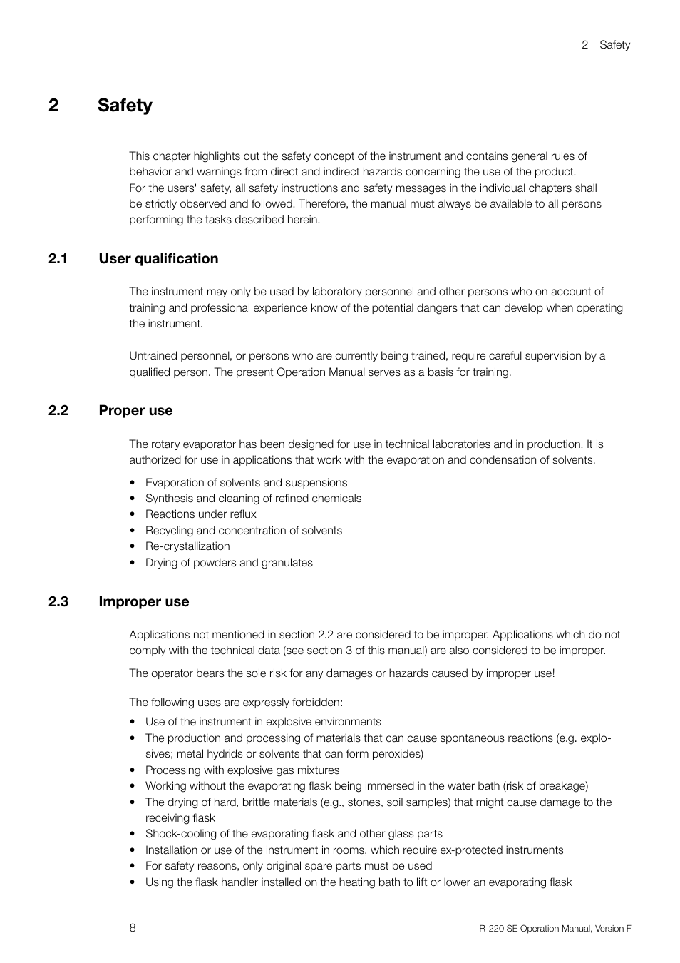 2 safety | BUCHI Rotavapo R-220 SE User Manual | Page 8 / 109