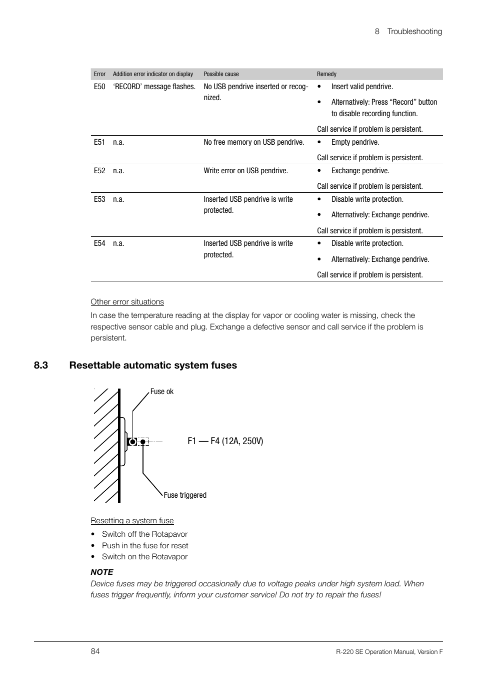 8 .3 resettable automatic system fuses | BUCHI Rotavapo R-220 SE User Manual | Page 84 / 109