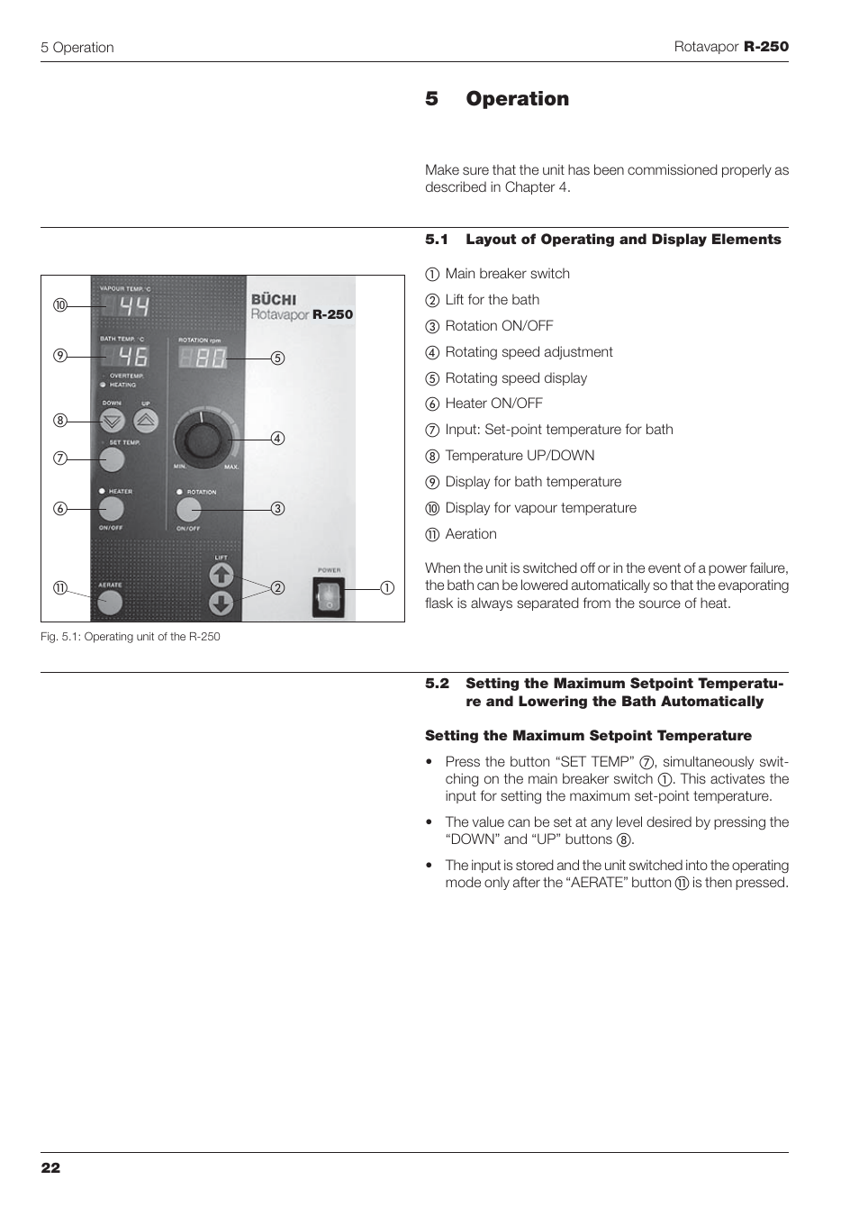 5 operation | BUCHI Rotavapo R-250 User Manual | Page 22 / 46