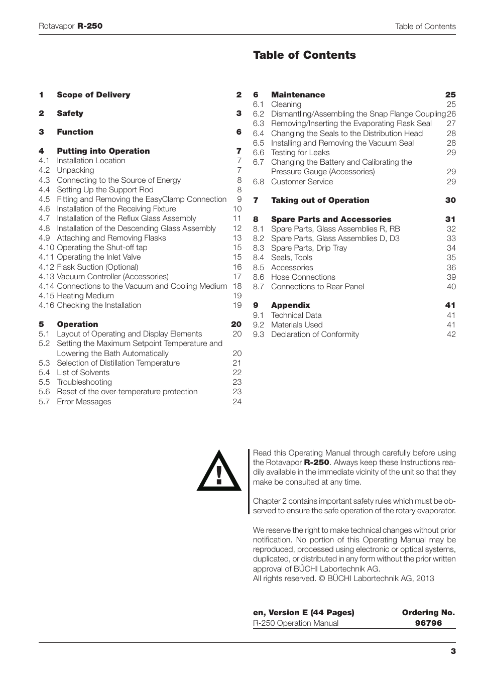 BUCHI Rotavapo R-250 User Manual | Page 3 / 46