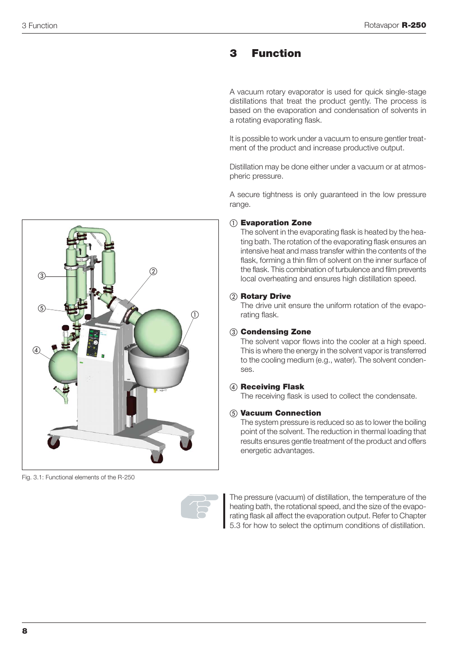 3 function | BUCHI Rotavapo R-250 User Manual | Page 8 / 46