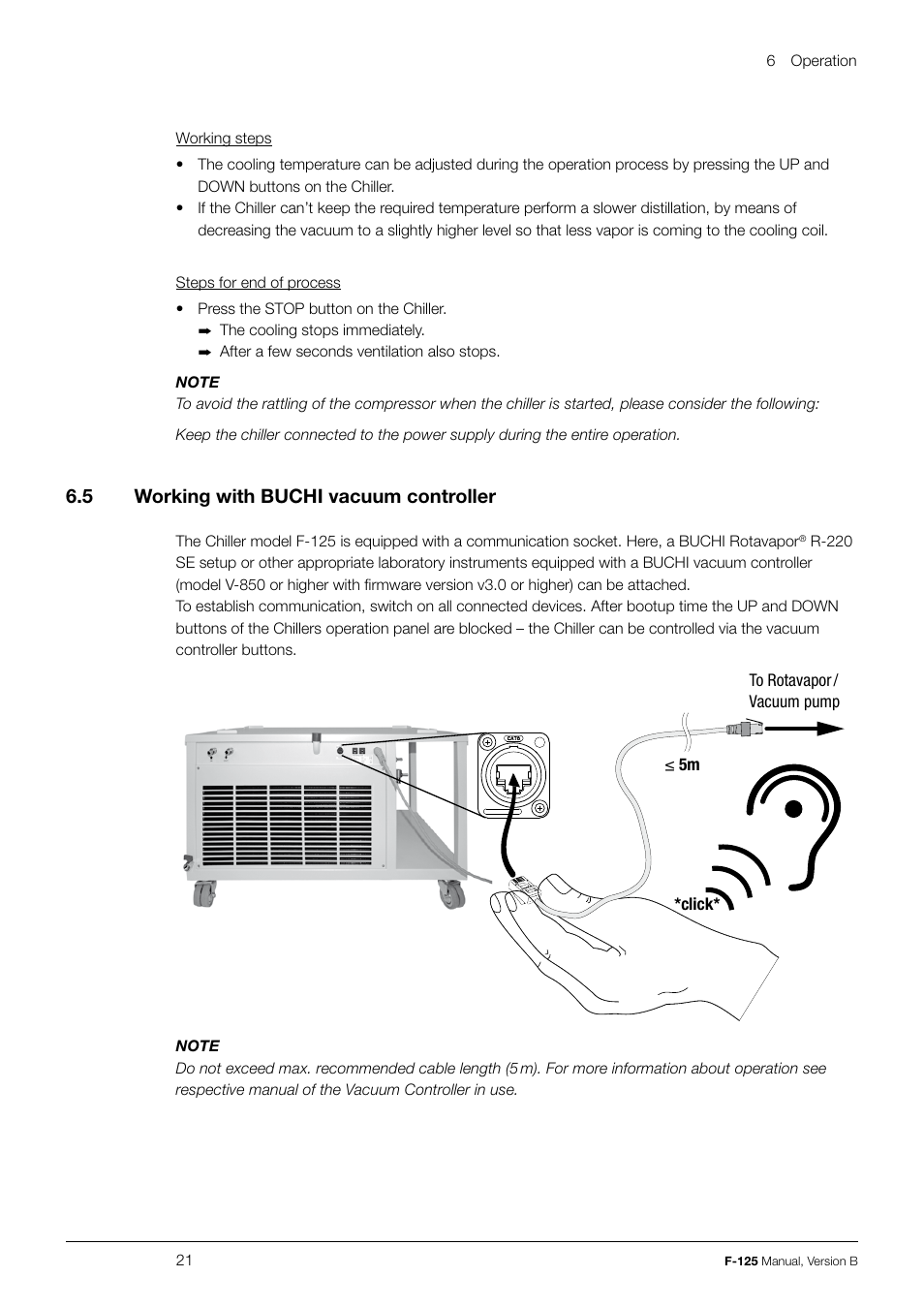 6 .5 working with buchi vacuum controller | BUCHI Recirculating Chiller F-125 User Manual | Page 21 / 35