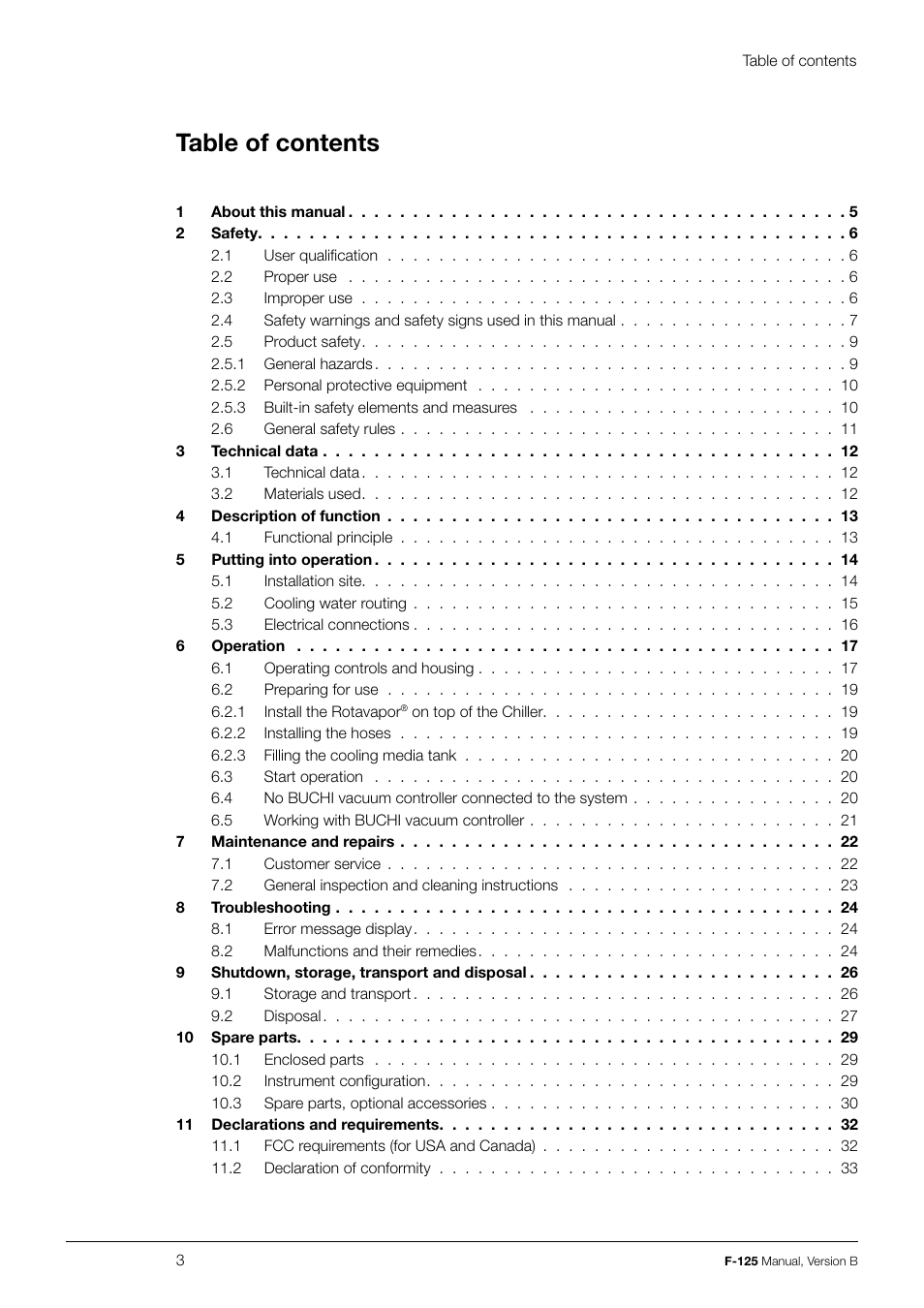 BUCHI Recirculating Chiller F-125 User Manual | Page 3 / 35