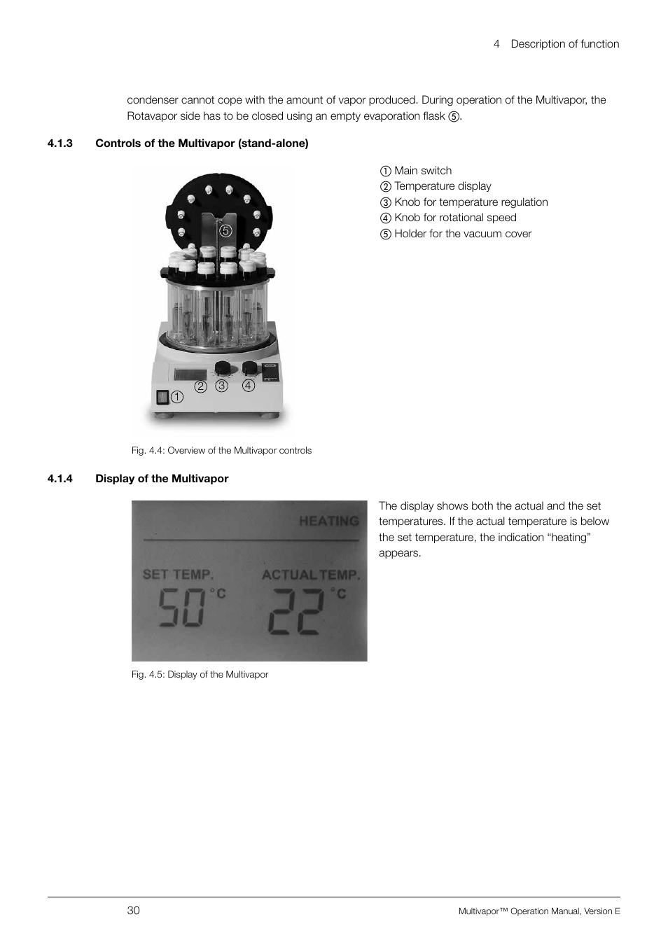 3 controls of the multivapor (stand-alone), 4 display of the multivapor | BUCHI Multivapo P-12 User Manual | Page 30 / 76